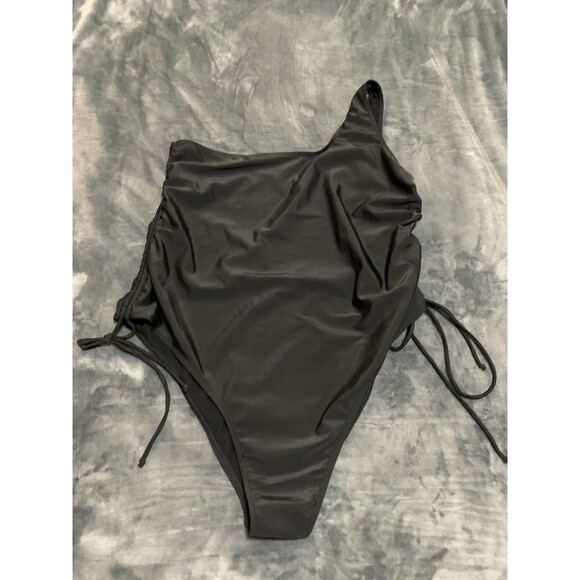 Boohoo Swimsuit Womens‎ 22 Plus Size Ruched Asymmetric One Shoulder Bathing Suit - Picture 1 of 13